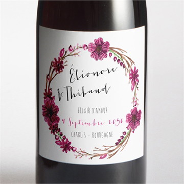 Etiquette de bouteille mariage annonce chic et tendance