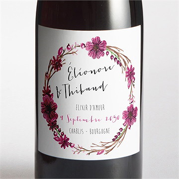 Etiquette de bouteille mariage annonce chic et tendance