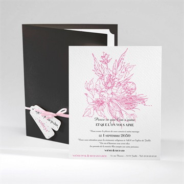 Faire-part mariage champêtre rose original