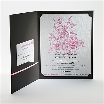 Faire-part mariage champêtre rose original - Intérieur de la pochette
