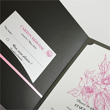 Faire-part mariage champêtre rose original - Détail du faire-part