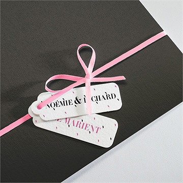 Faire-part mariage champêtre rose original - Détail de la pochette