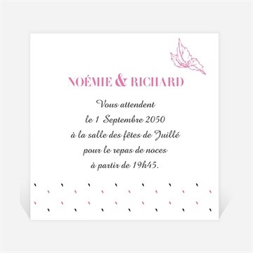 Carton d'invitation mariage champêtre rose original