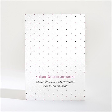 Remerciement mariage champêtre rose original - Dos du faire-part