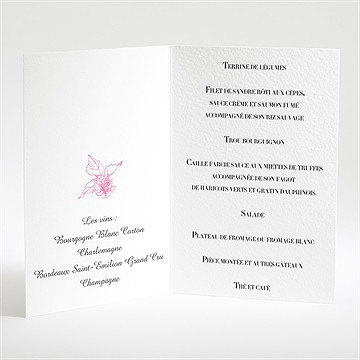 Menu mariage champêtre rose original - Menu ouvert