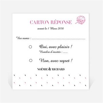 Carton réponse mariage champêtre rose original