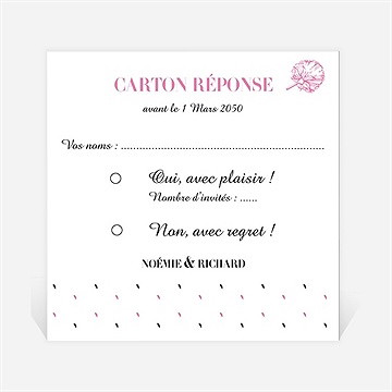 Carton réponse mariage champêtre rose original