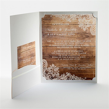 Faire-part mariage boisé - Intérieur de la pochette