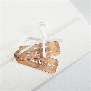 Faire-part mariage boisé - Détail de la pochette