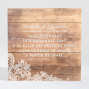 Carton d'invitation mariage boisé