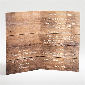 Menu mariage boisé - Intérieur du menu