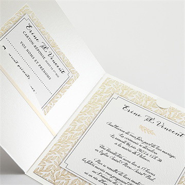Faire-part mariage elégance dorée et prestige - Détail du faire-part