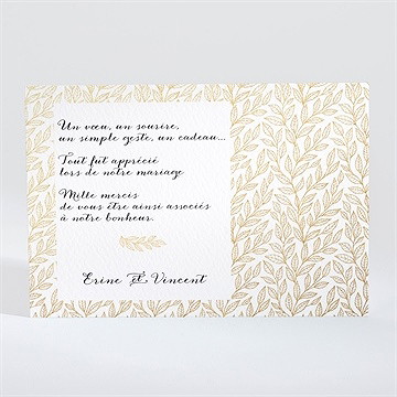 Remerciement mariage elégance dorée et prestige - Dos du faire-part