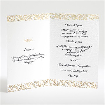Menu mariage elégance dorée et prestige - Menu ouvert