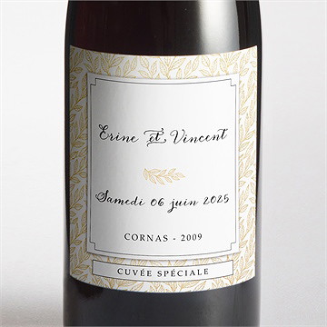 Etiquette de bouteille mariage elégance dorée et prestige