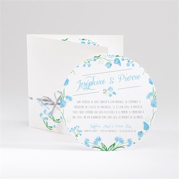 Faire-part mariage fleurs bleues et vertes
