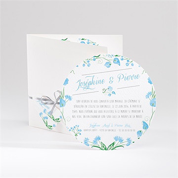 Faire-part mariage fleurs bleues et vertes