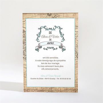 Remerciement mariage navigation - Dos de la carte