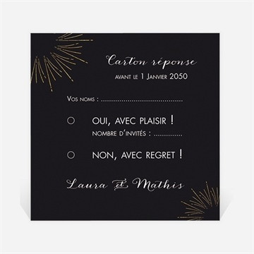 Carton réponse mariage feux d'artifices