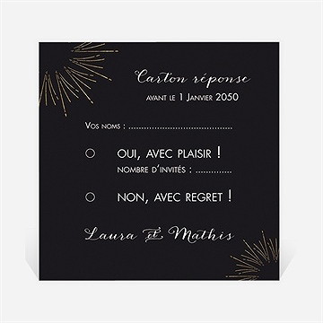 Carton réponse mariage feux d'artifices