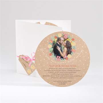 Faire-part mariage jolis pois et fleurs