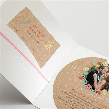 Faire-part mariage jolis pois et fleurs - Détail du faire-part