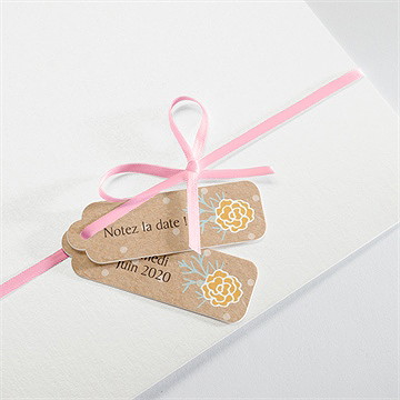 Faire-part mariage jolis pois et fleurs - Détail de la pochette