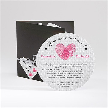 Faire-part mariage nos empreintes en coeur