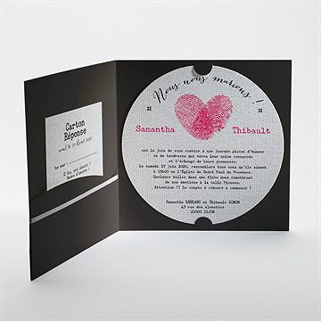 Faire-part mariage nos empreintes en coeur - Intérieur de la pochette