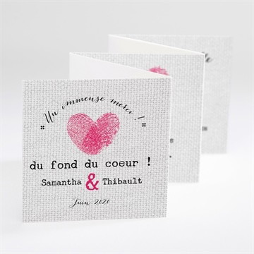 Remerciement mariage nos empreintes en coeur