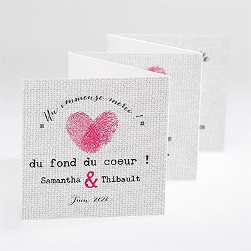 Remerciement mariage nos empreintes en coeur