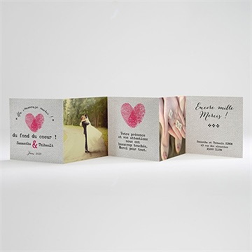 Remerciement mariage nos empreintes en coeur - Intérieur du carton de remerciement