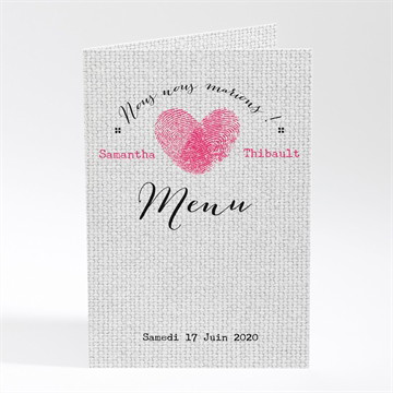 Menu mariage nos empreintes en coeur