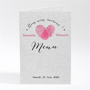 Menu mariage nos empreintes en coeur