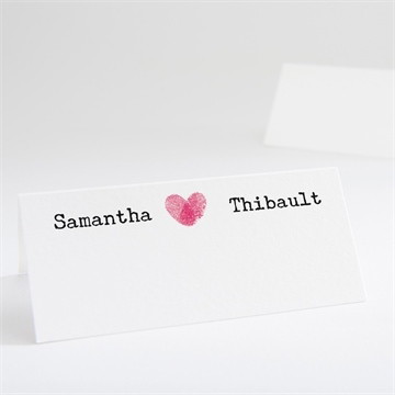 Marque-place mariage nos empreintes en coeur