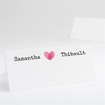 Marque-place mariage nos empreintes en coeur