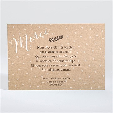 Remerciement mariage jolis pois et fleurs - Dos du faire-part
