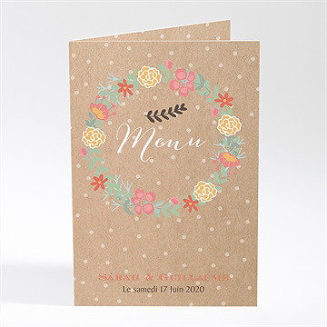 Menu mariage jolis pois et fleurs