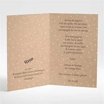 Menu mariage jolis pois et fleurs - Menu ouvert