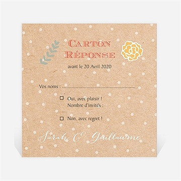 Carton réponse mariage jolis pois et fleurs