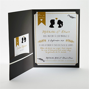 Faire-part mariage profils élégants - Intérieur de la pochette