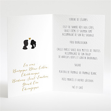 Menu mariage profils élégants - Menu ouvert