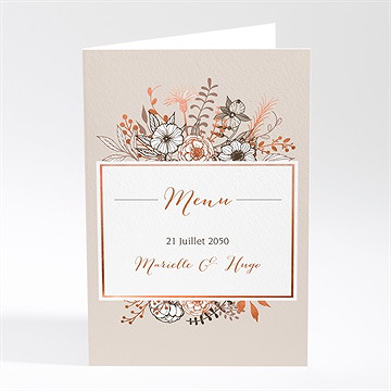Menu mariage fleurs cuivrées