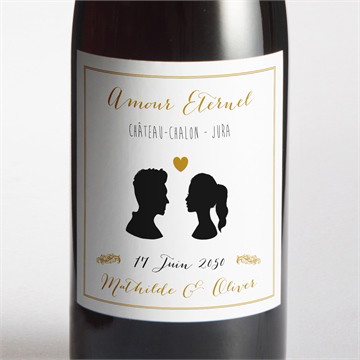 Etiquette de bouteille mariage profils élégants