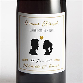Etiquette de bouteille mariage profils élégants