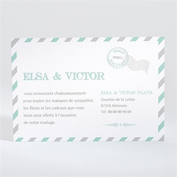 Remerciement mariage on s'envole - Dos du faire-part