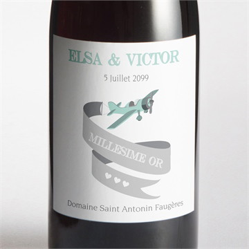 Etiquette de bouteille mariage on s'envole