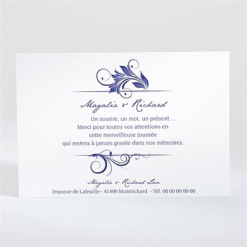 Remerciement mariage faïence et porcelaine - Dos du faire-part