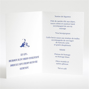 Menu mariage faïence et porcelaine - Menu ouvert