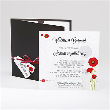 Faire-part mariage joli coquelicot